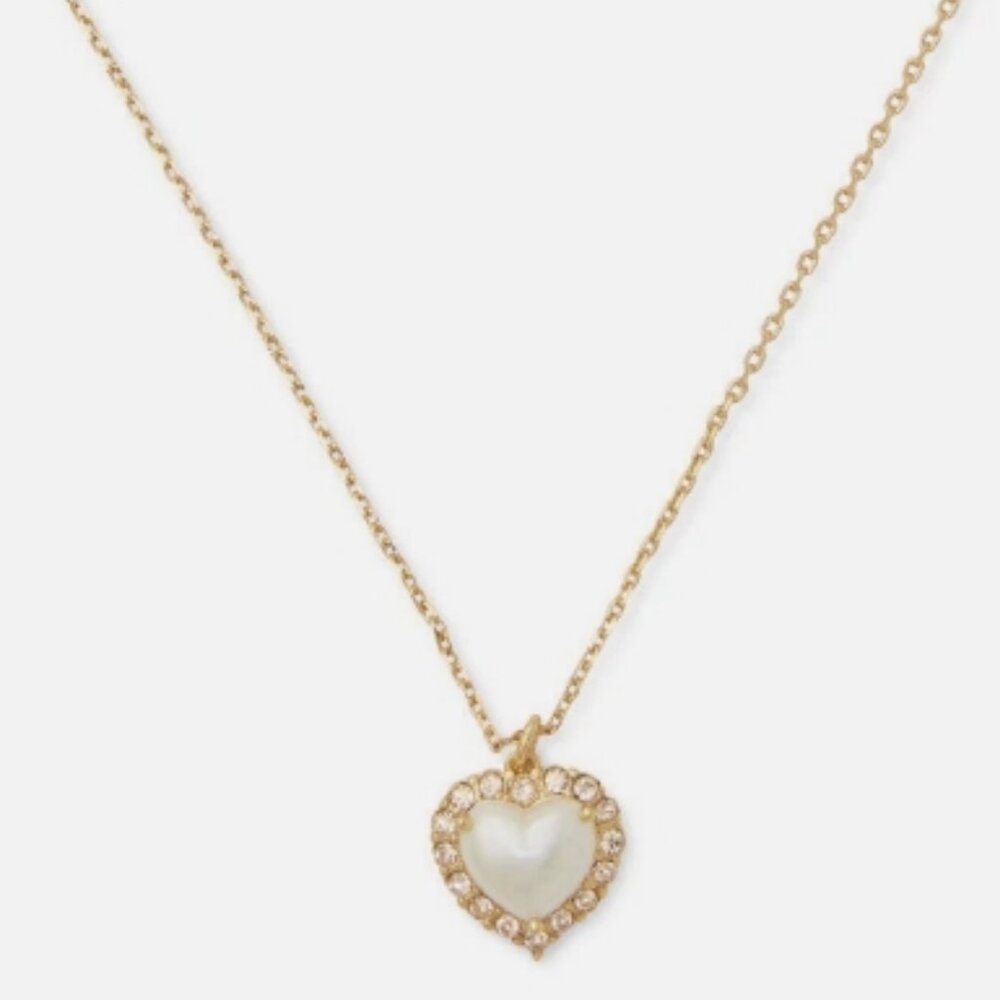 Kate Spade♠️ My Love Pave Diamond Pendant Heart W/Pearl Diamond Zirconia⌚🏃💨🚚 - Picture 7 of 15